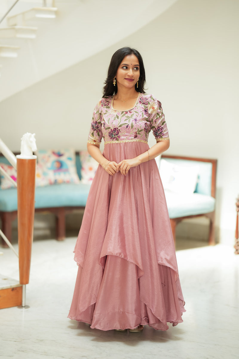 Chandrika Mauve Floral Layered Anarkali