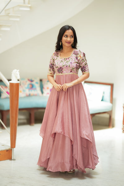 Chandrika Mauve Floral Layered Anarkali