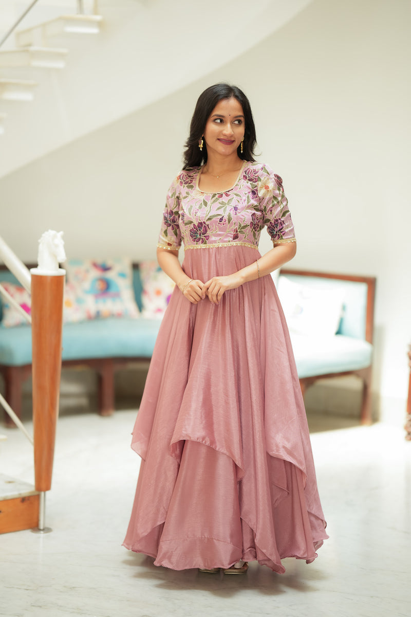 Chandrika Mauve Floral Layered Anarkali