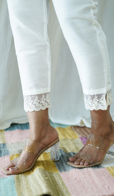 EXP - White Solid Bottom with Lace detailing