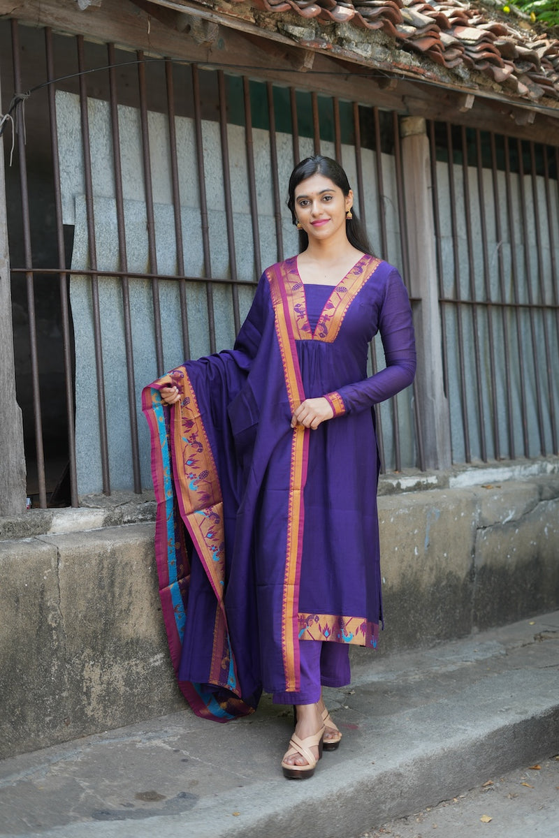 Brindha purple kurta set