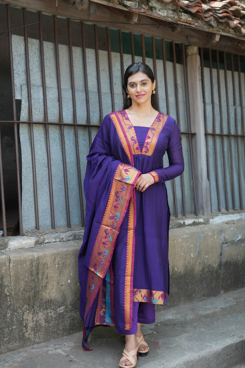 Brindha purple kurta set