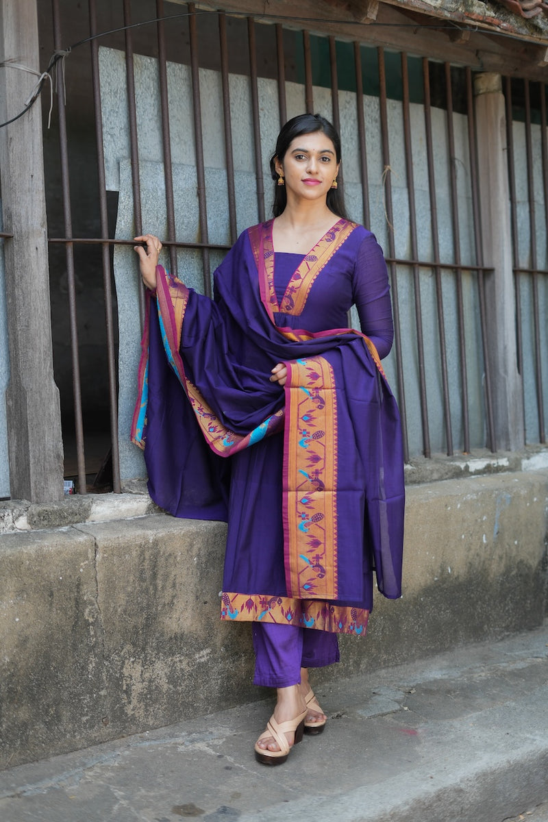 Brindha purple kurta set