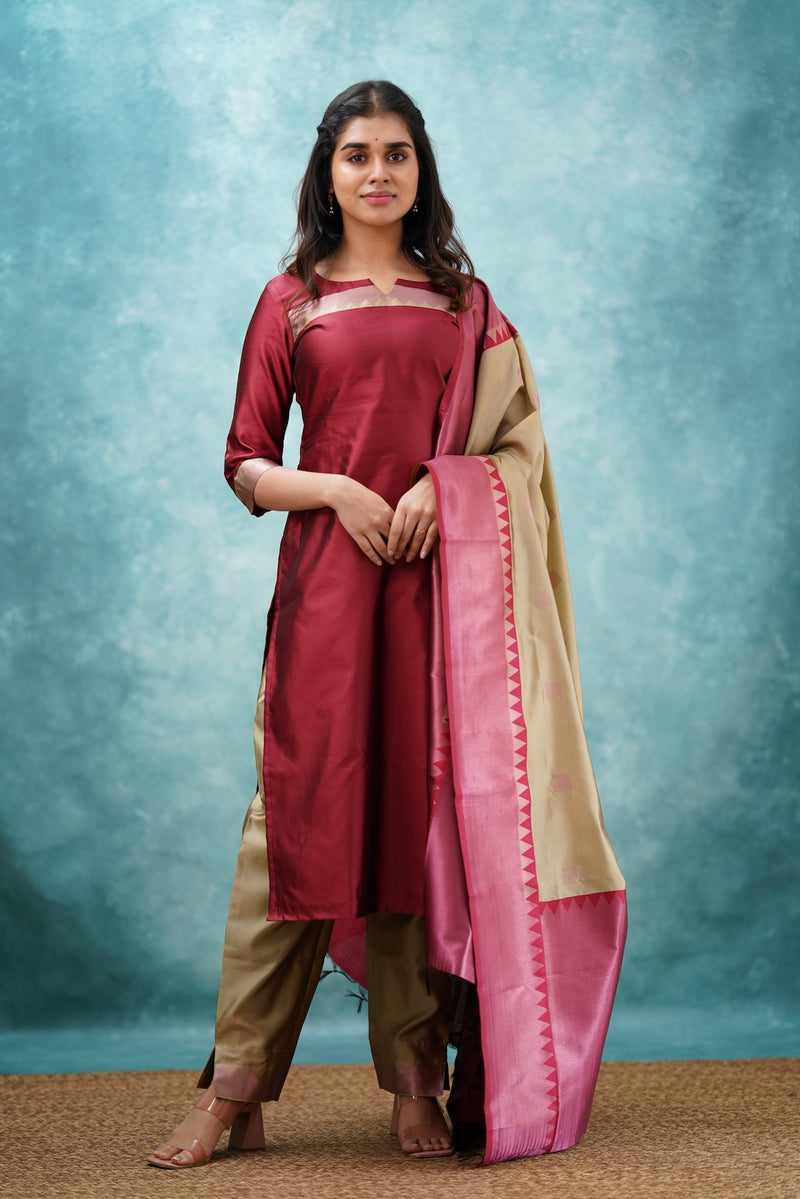 EXP - Aditi - Maroon & Beige