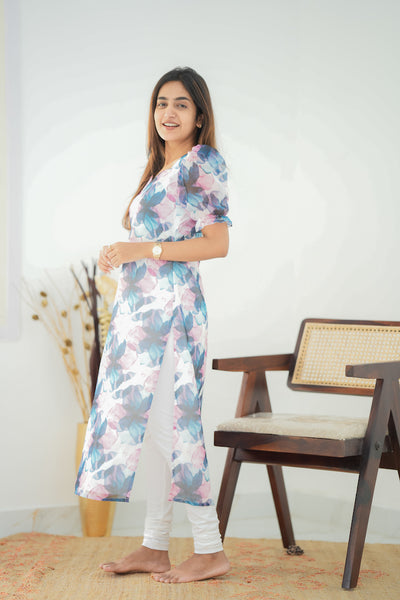 EXP - Priyo Kurti - White Floral