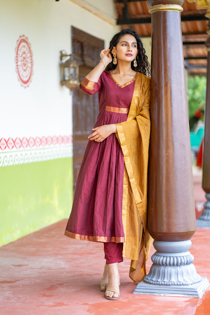 Shanmathi Maroon & Mustard