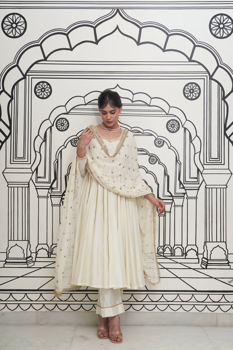 Afsana Ivory Anarkali Set