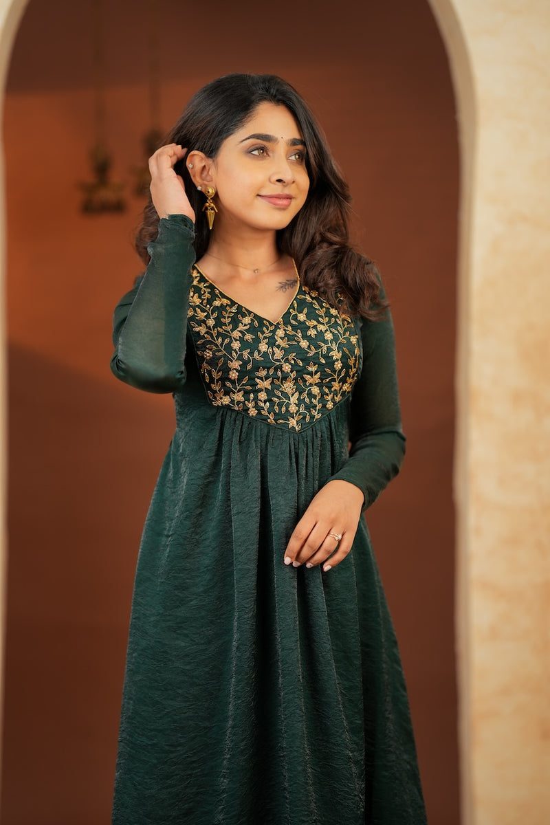 Upasanna Bottle Green Kurta Set