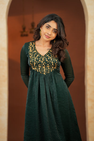 Upasanna Bottle Green Kurta Set