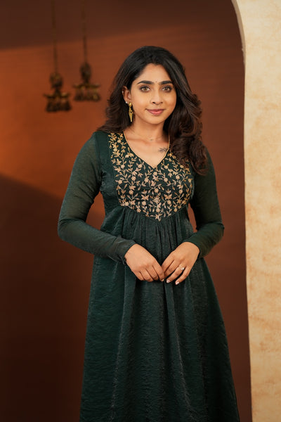 Upasanna Bottle Green Kurta Set