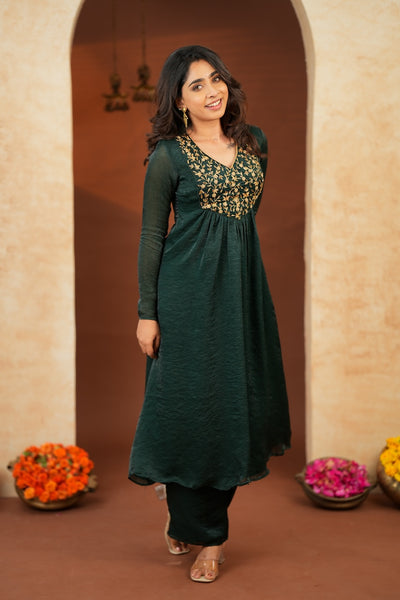 Upasanna Bottle Green Kurta Set