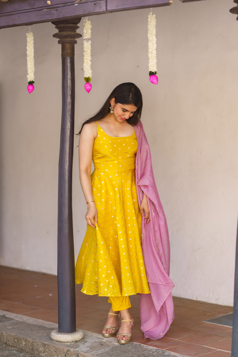 Maanvi Yellow with Pink Co-Ord Set