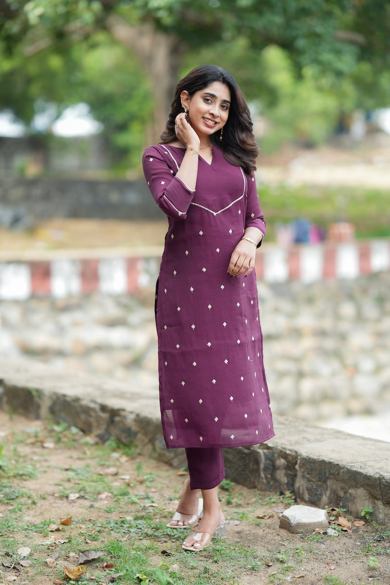 Meera Wine Kurti Set