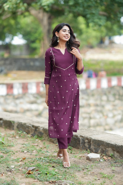 Meera Wine Kurti Set