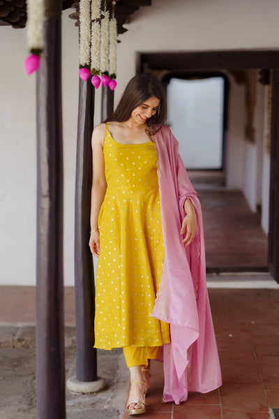 Maanvi Yellow with Pink Co-Ord Set