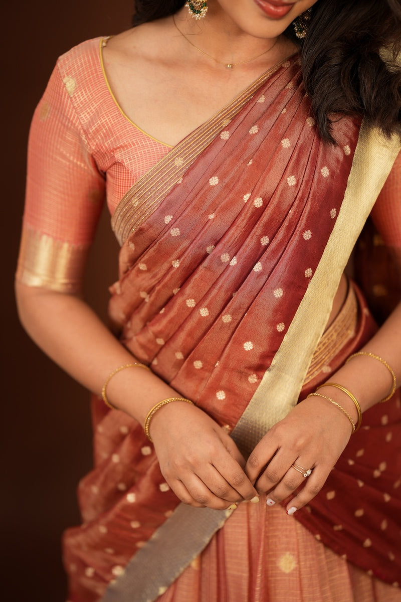 Gargi Peach Half Saree