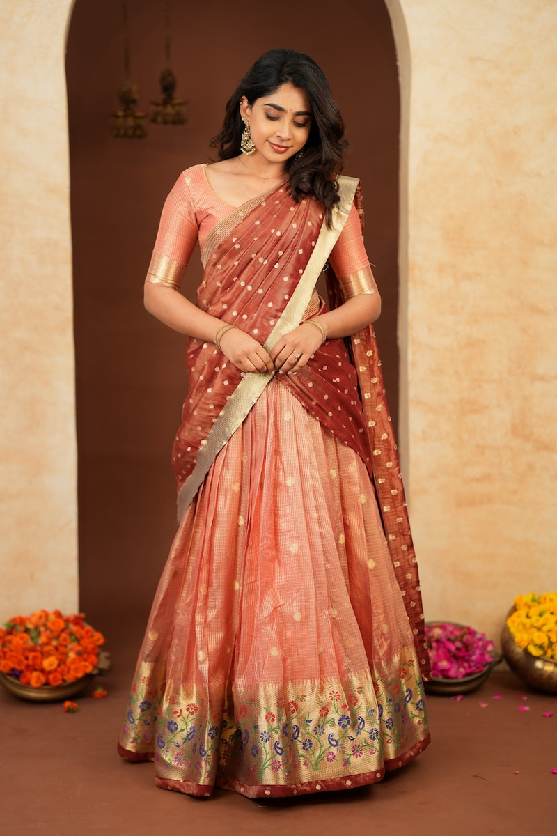 Gargi Peach Half Saree