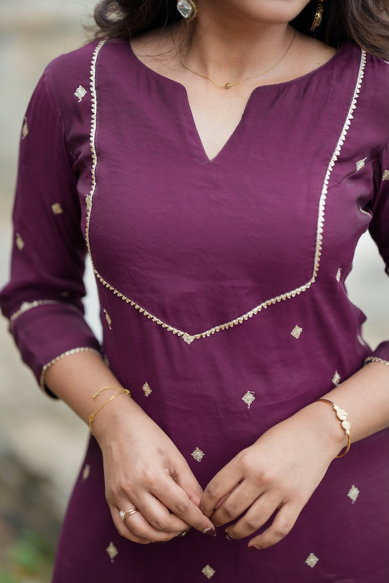 Meera Wine Kurti Set