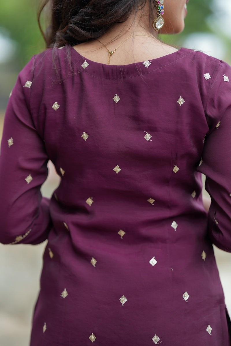 Meera Wine Kurti Set