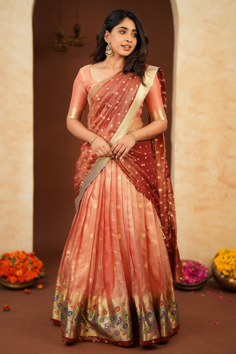 Gargi Peach Half Saree
