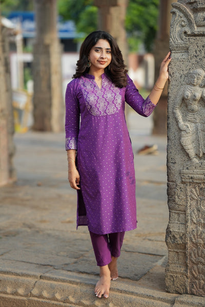 Pravya Wine Kurti Set