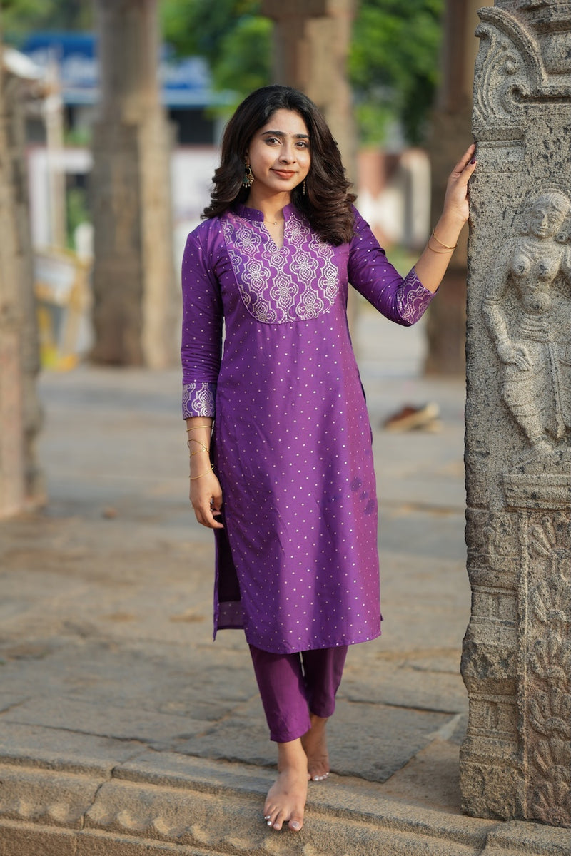 Pravya Wine Kurti Set