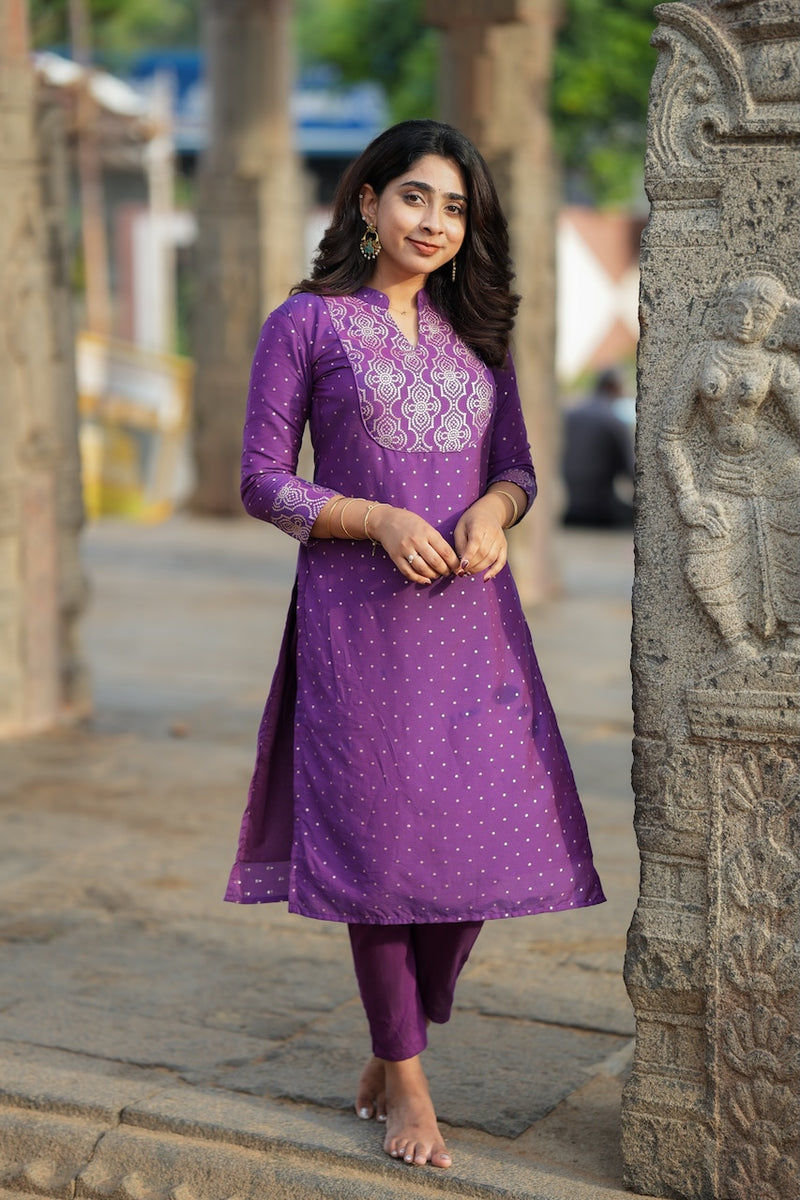 Pravya Wine Kurti Set