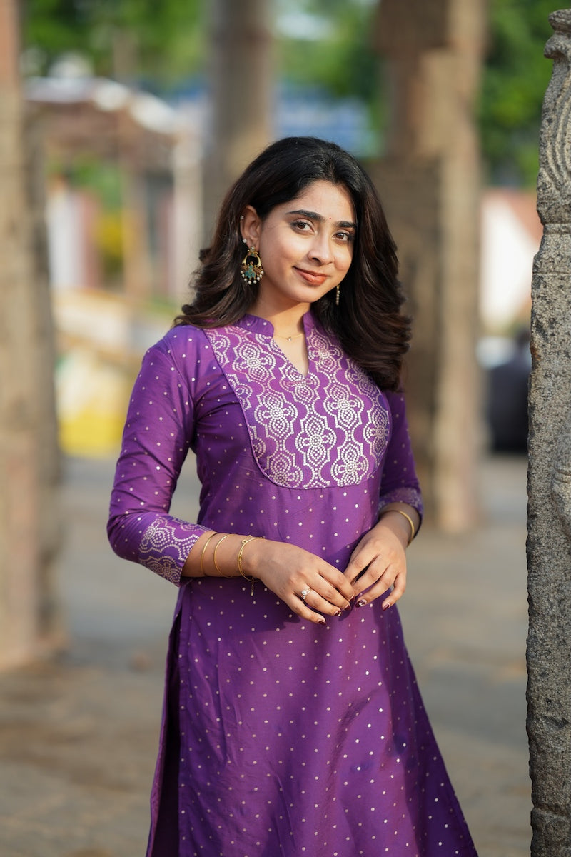 Pravya Wine Kurti Set