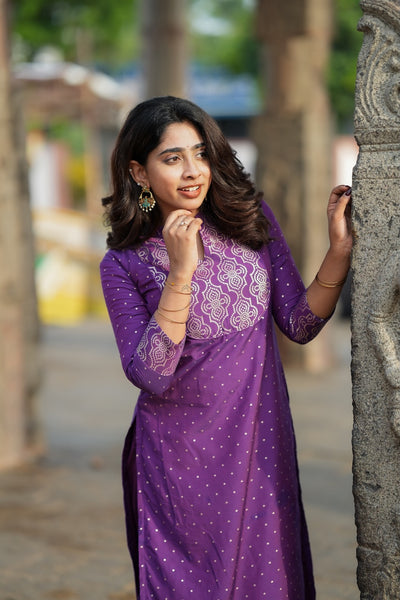 Pravya Wine Kurti Set