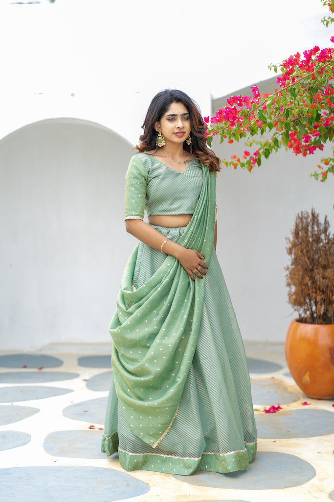 Anupama Mint Green Crop top & Skirt