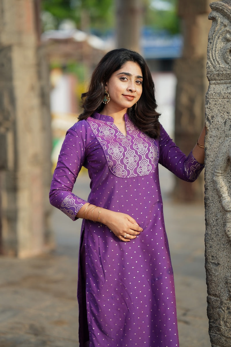 Pravya Wine Kurti Set