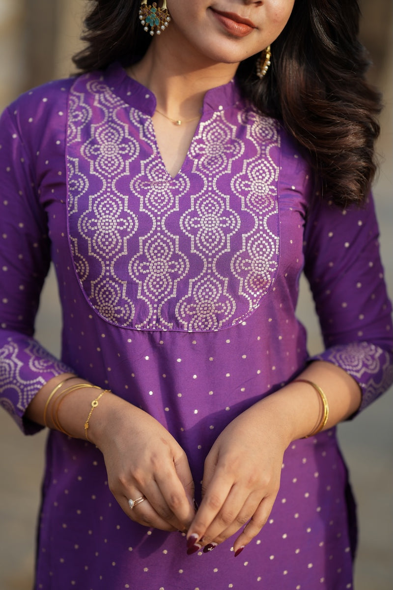 Pravya Wine Kurti Set