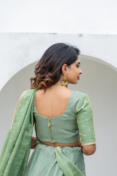 Anupama Mint Green Crop top & Skirt