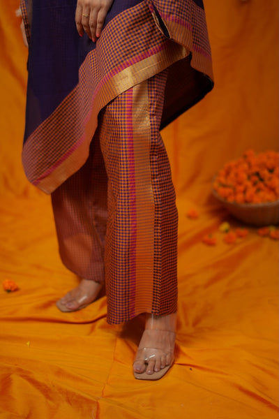 Vritika Purple & Madras Checks Co-ord Set