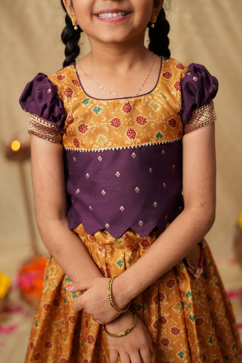 Agalvili Wine & Yellow Lehenga Mini