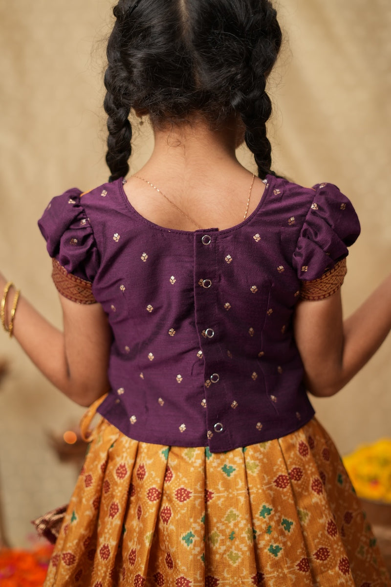 Agalvili Wine & Yellow Lehenga Mini