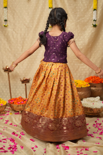 Agalvili Wine & Yellow Lehenga Mini