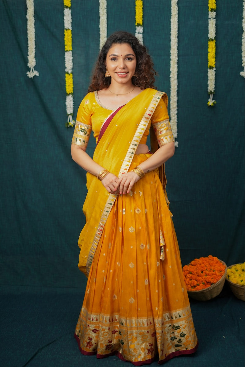 Maithiri Yellow Half Saree Set