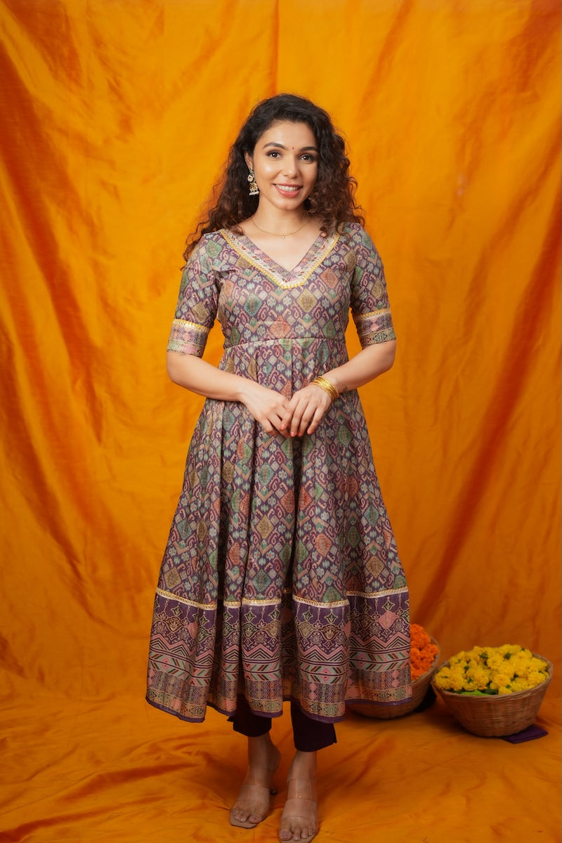 Nivriti Woven Multi-Coloured Anarkali Kurta Set