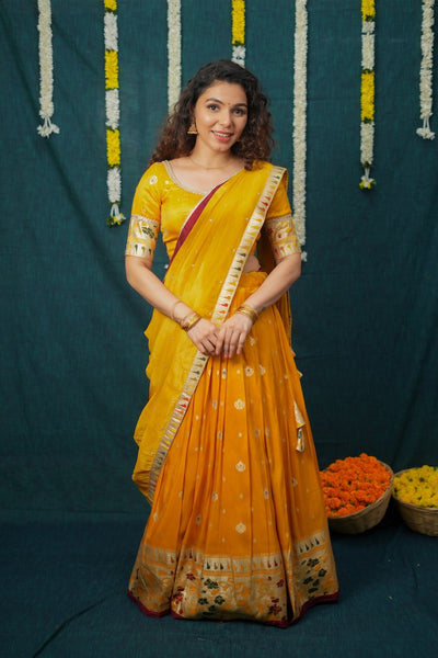 Maithiri Yellow Half Saree Set