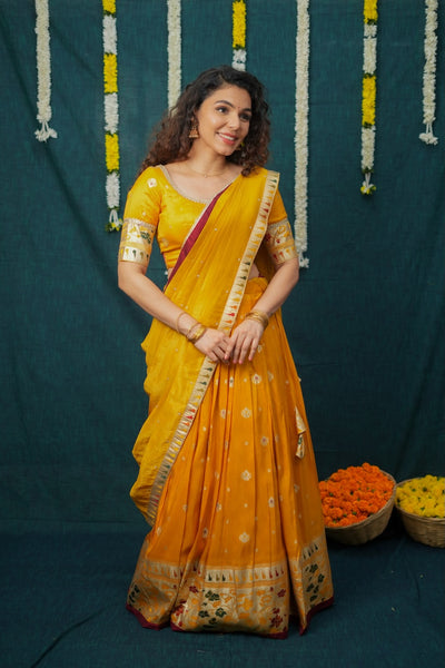 Maithiri Yellow Half Saree Set