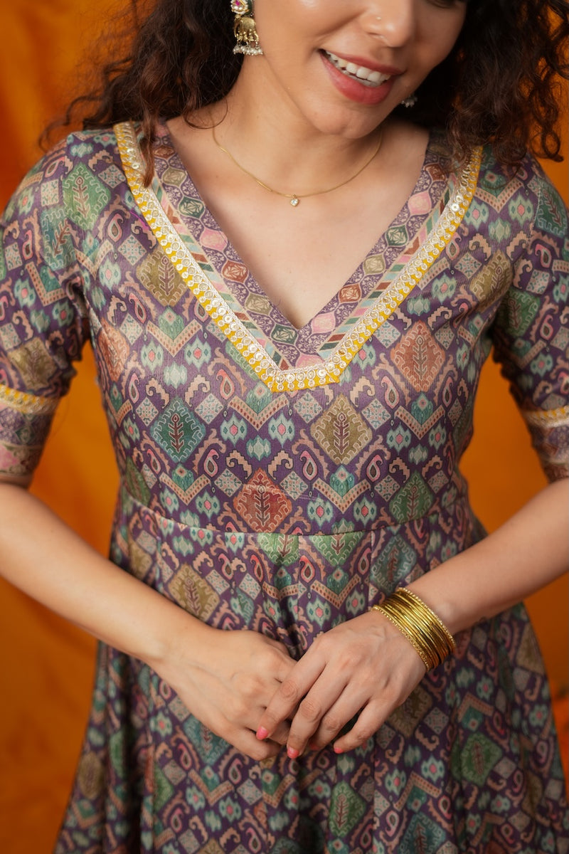 Nivriti Woven Multi-Coloured Anarkali Kurta Set