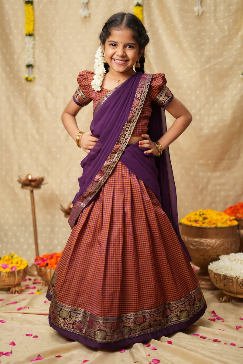Pallavi checks Half Saree Mini (Set of 3)
