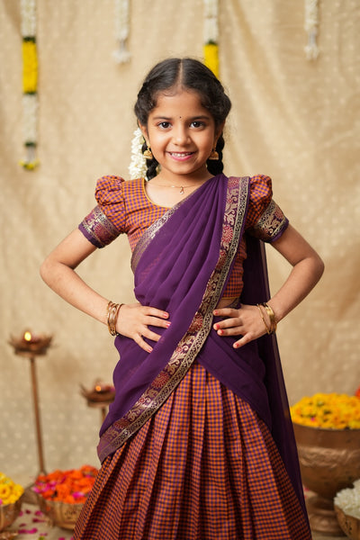 Pallavi checks Half Saree Mini (Set of 3)