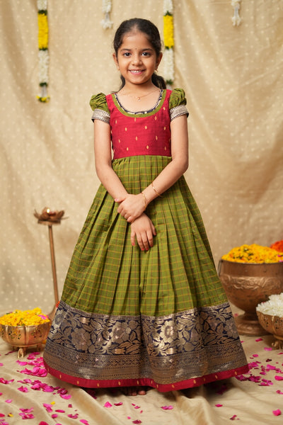 Aditi Green Checks Frock Mini