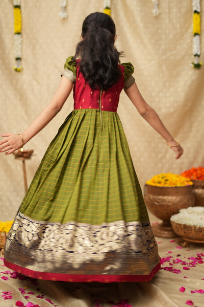 Aditi Green Checks Frock Mini