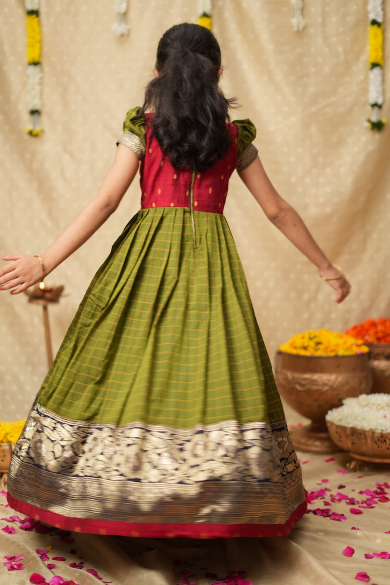 Aditi Green Checks Frock Mini