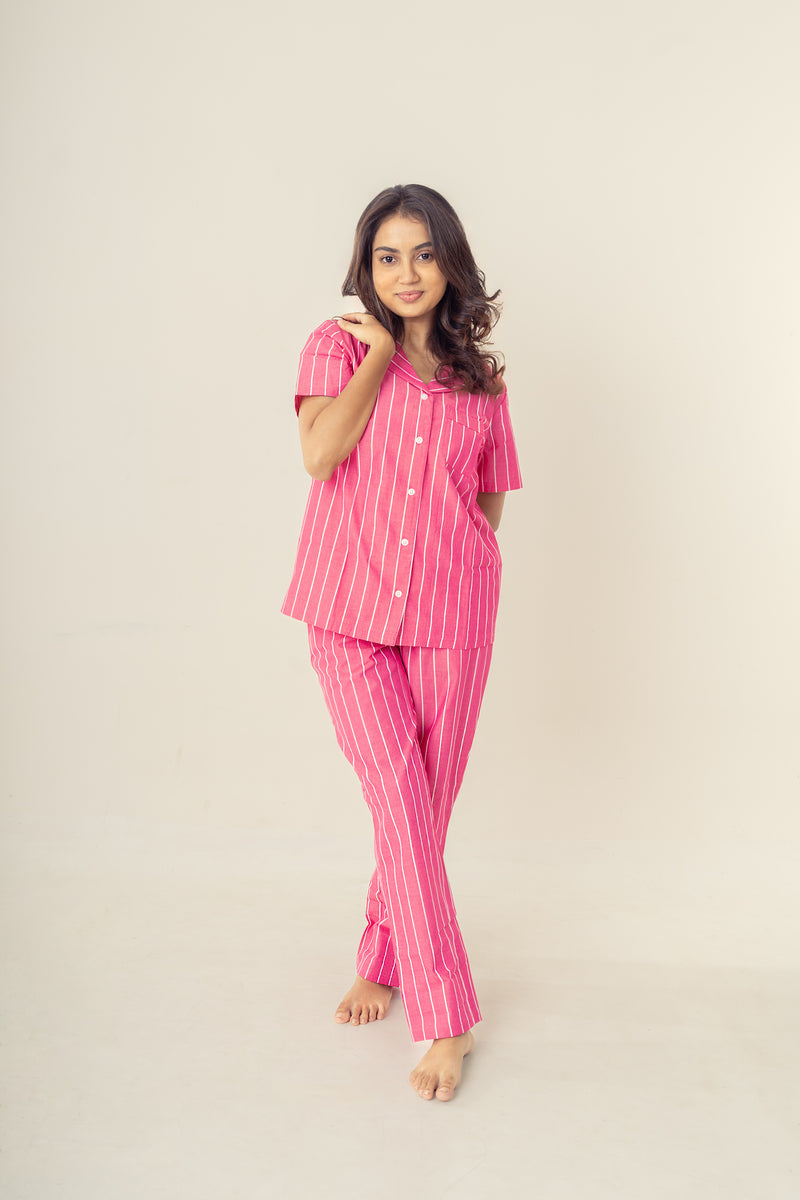 ROSE DUSK STRIPPED COTTON SET
