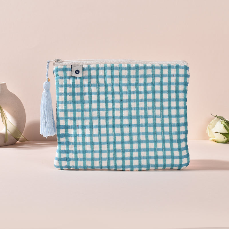 Dakota Blue Check Small Pouch