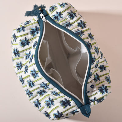 Hridya Blue Lotus White Toiletry Pouch